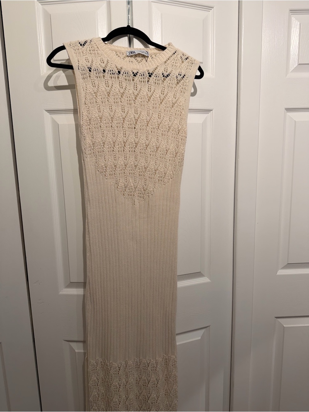 Zara Cream Knit Sleeveless Sweater Dress